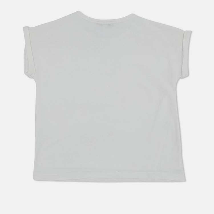 Pre Owned Kenzo Kids White Jersey Embroidered Logo T-Shirt 2 Yrs