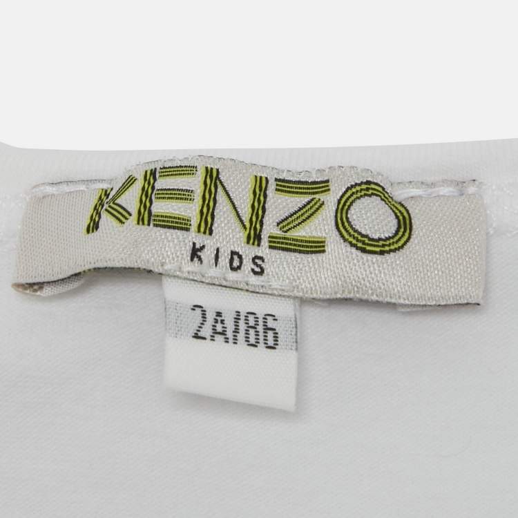 Pre Owned Kenzo Kids White Jersey Embroidered Logo T-Shirt 2 Yrs