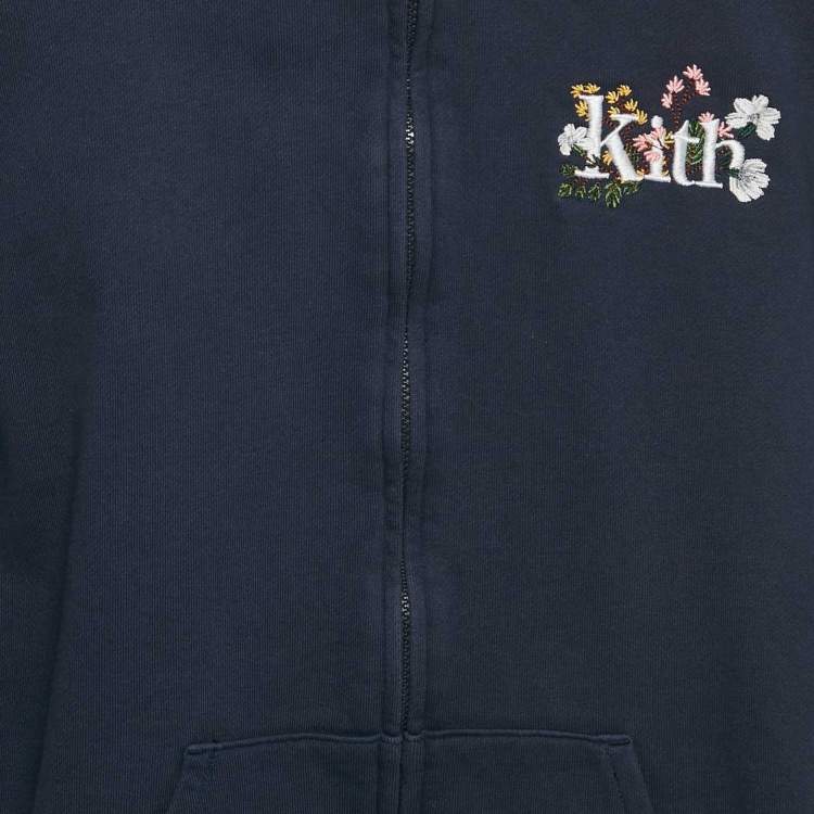 Pre Owned Kith Kids Navy Blue Floral Embroidered Cotton Zip-Up Jacket 10/12 Yrs 