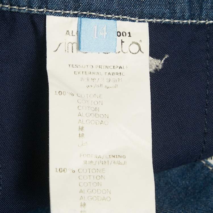 Pre Owned Lanvin Kids Blue Pocket Embroidered Chambray Shorts 14Yrs