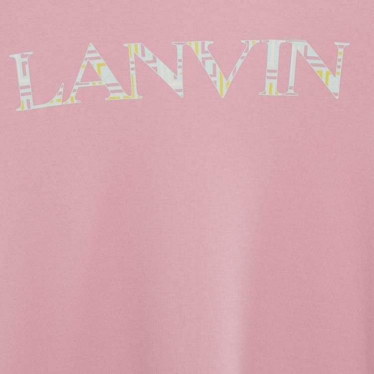 Pre Owned Lanvin Kids Pink Logo Print Cotton Dress 14 Yrs 