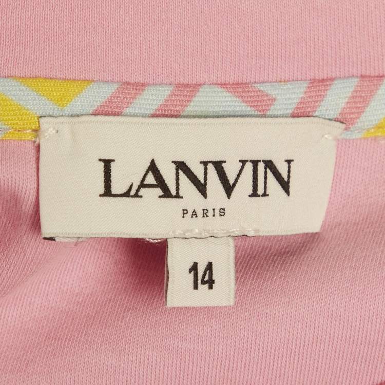 Pre Owned Lanvin Kids Pink Logo Print Cotton Dress 14 Yrs 
