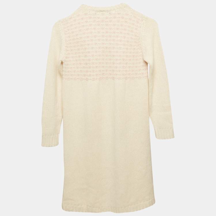 Pre Owned Loro Piana Patterned Cashmere Knit Short Dress 10Yrs