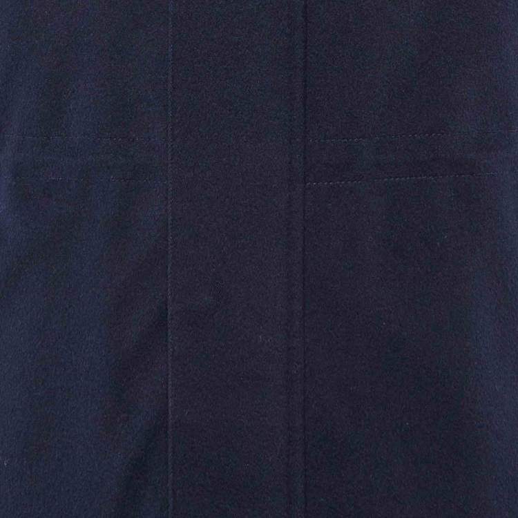 Pre Owned Loro Piana Kids Midnight Blue Cashmere Fox Fur Trimmed Detachable Hood Zip-Up Jacket 12 Yrs