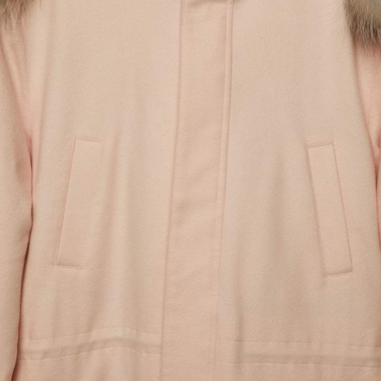 Pre Owned  Loro Piana Kids Pink Cashmere Detachable Fox Fur Hood Icery Jacket 12 Yrs