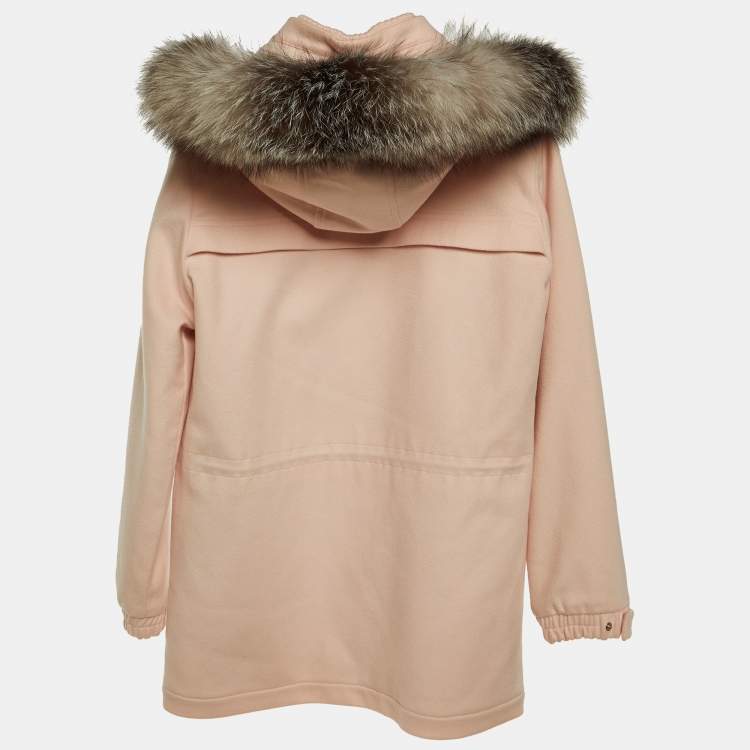 Pre Owned  Loro Piana Kids Pink Cashmere Detachable Fox Fur Hood Icery Jacket 12 Yrs