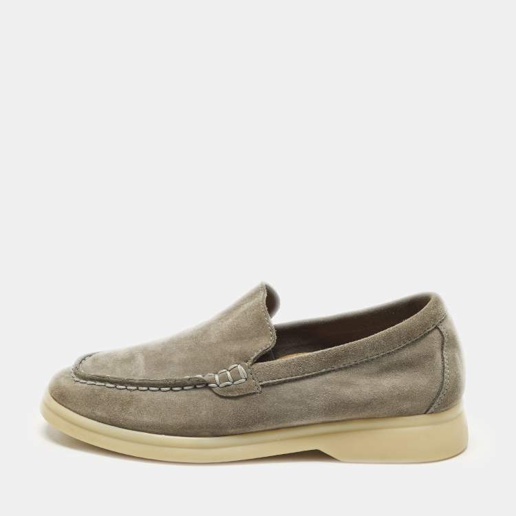 Pre Owned Loro Piana Summer Walk Size 28 Grey Suede Loafers
