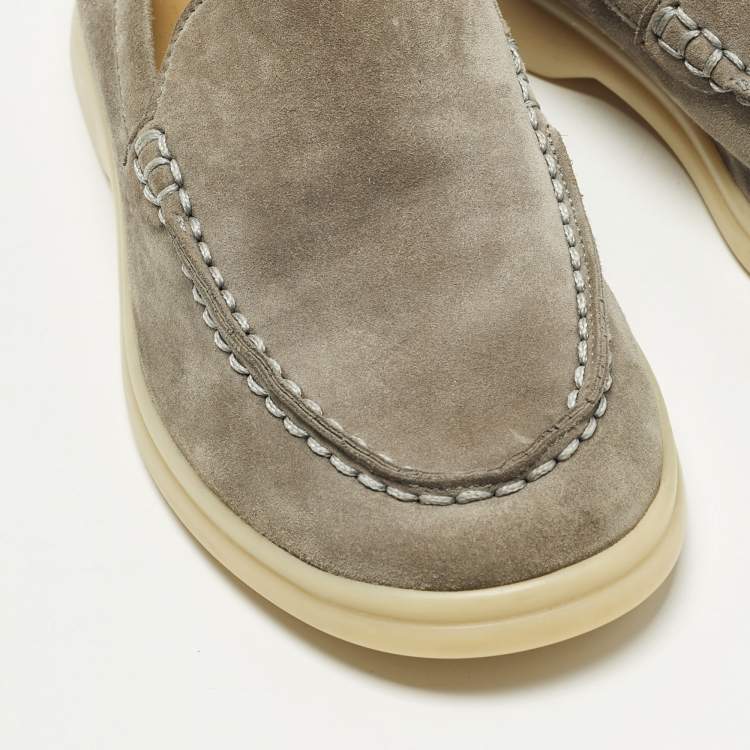 Pre Owned Loro Piana Summer Walk Size 28 Grey Suede Loafers