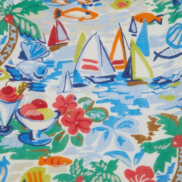 Pre Owned Loro Piana Multicolour Vacation Print Ruffle Dress 4Yrs