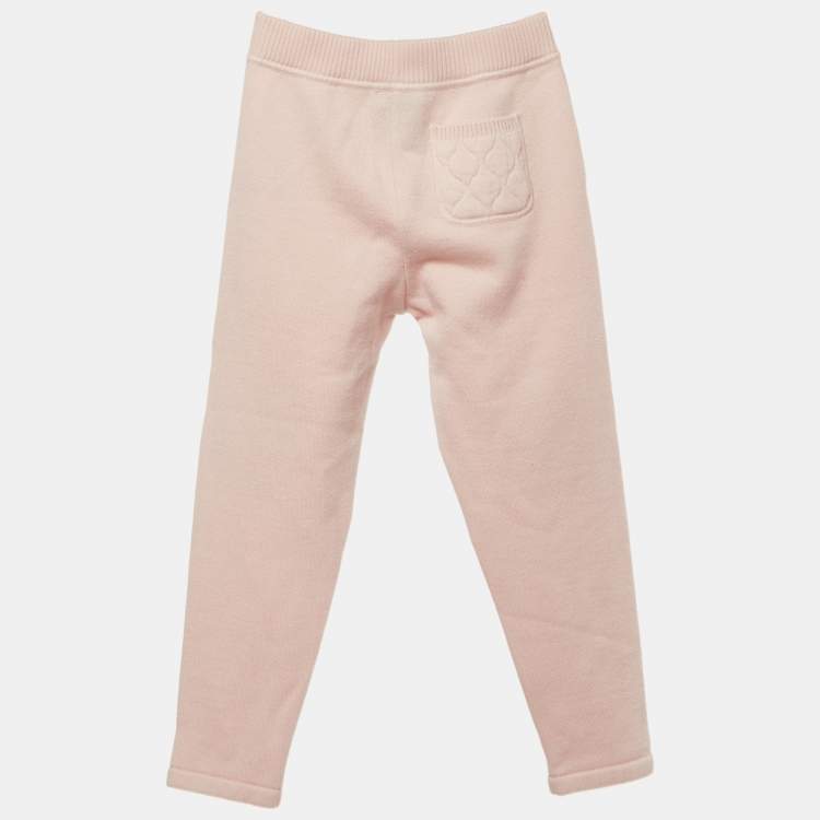 Pre Owned Loro Piana Light Pink Cashmere Padded Patch Detail Pants 4Yrs