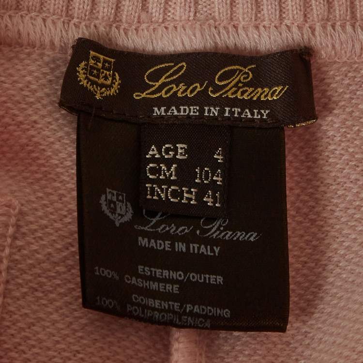 Pre Owned Loro Piana Light Pink Cashmere Padded Patch Detail Pants 4Yrs