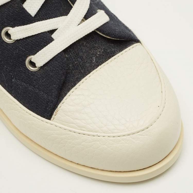 Pre Owned Louis Vuitton Fastball  Size 31 White/Blue Leather and Canvas High Top Sneakers