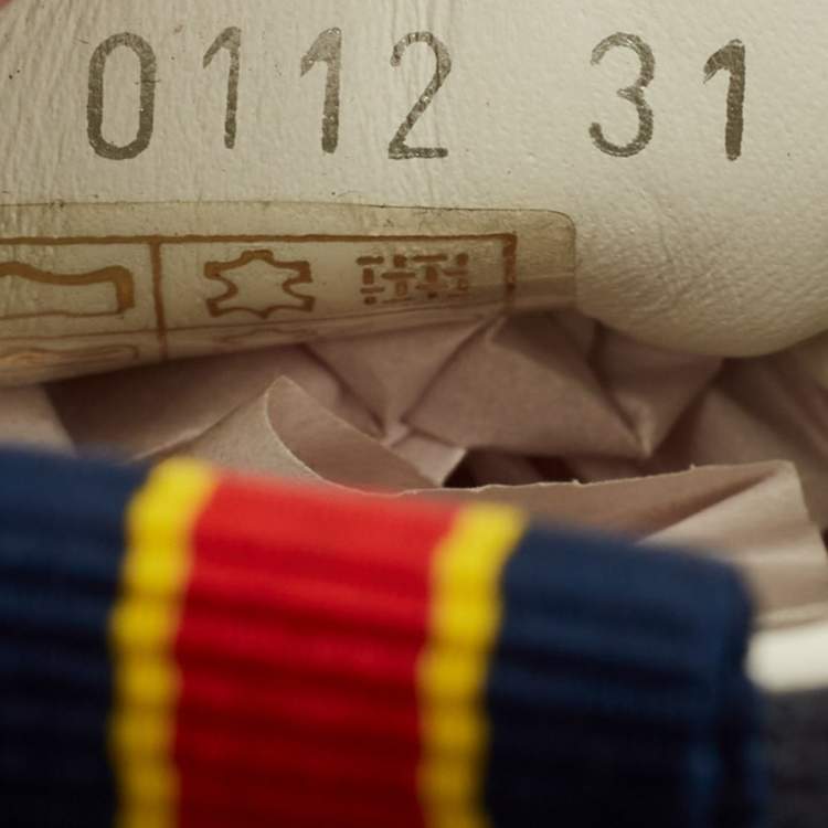 Pre Owned Louis Vuitton Fastball  Size 31 White/Blue Leather and Canvas High Top Sneakers