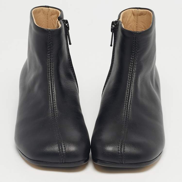 Pre Owned Maison Martin Margiela Black Leather Ankle Boots Size 29