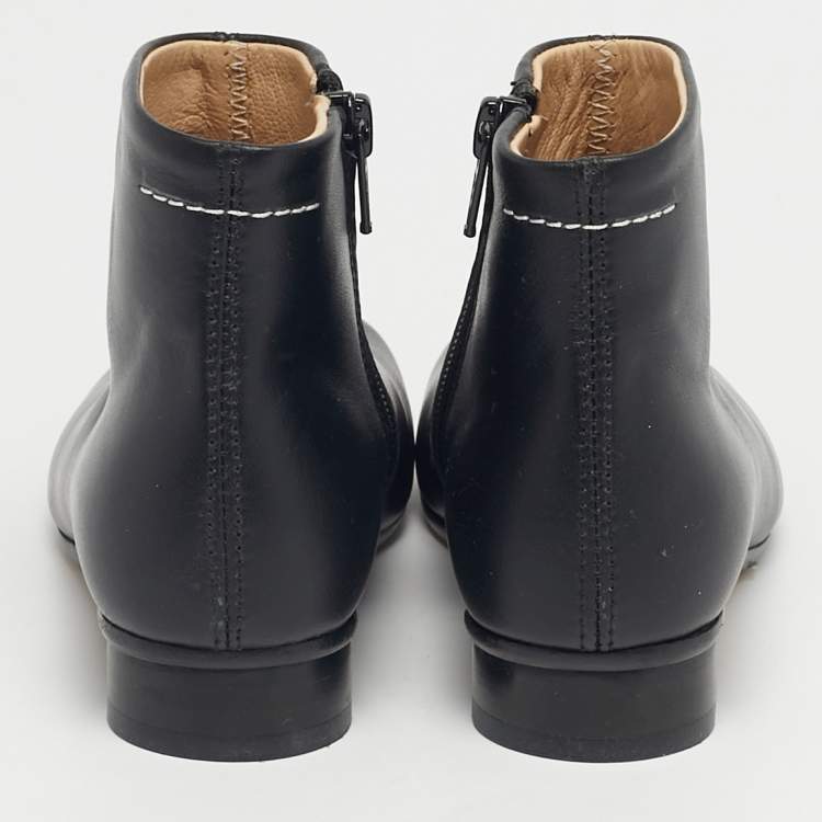 Pre Owned Maison Martin Margiela Black Leather Ankle Boots Size 29