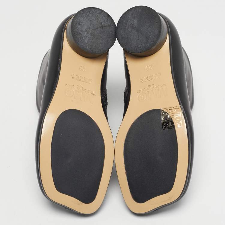 Pre Owned Maison Martin Margiela Black Leather Ankle Boots Size 29