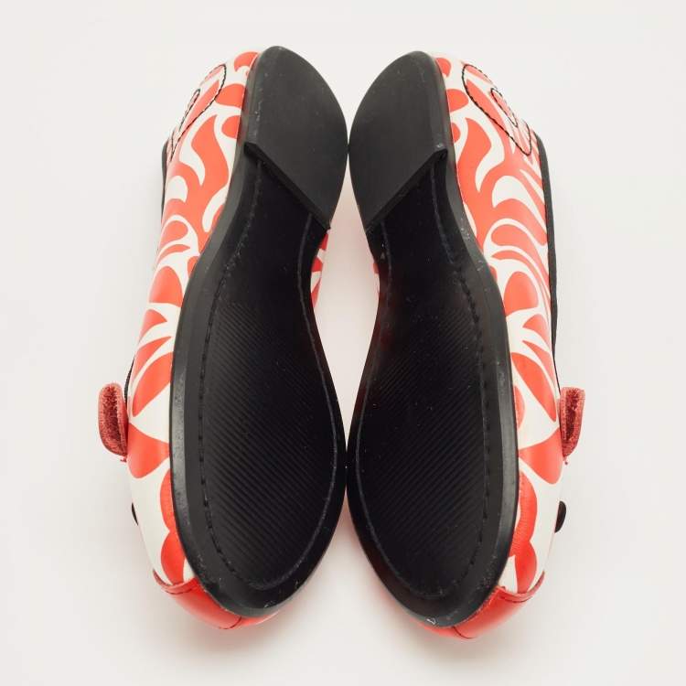 Pre Owned Marc Jacobs Red/White Leather Mouse Ballet Flats Size 35