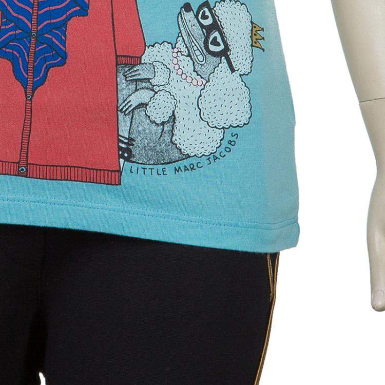 Pre Owned Little Marc Jacobs Blue Graphic Print Short Sleeve T Shirt 8 Yrs