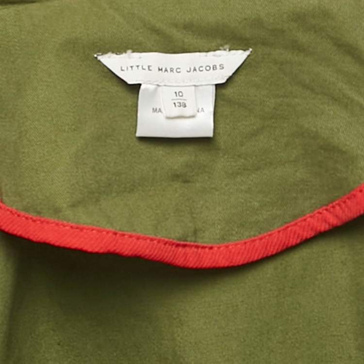 Pre Owned Little Marc Jacobs Green Heart Applique Cotton Jacket 10Yrs