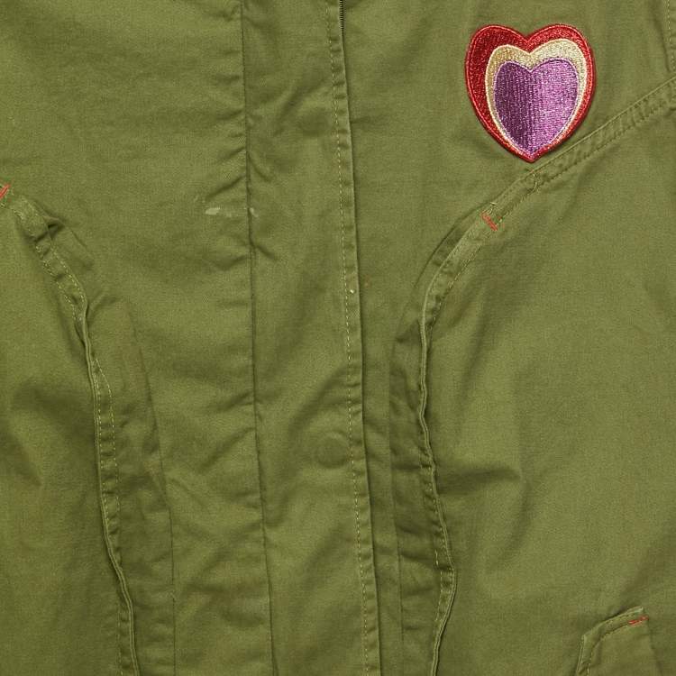 Pre Owned Little Marc Jacobs Green Heart Applique Cotton Jacket 10Yrs