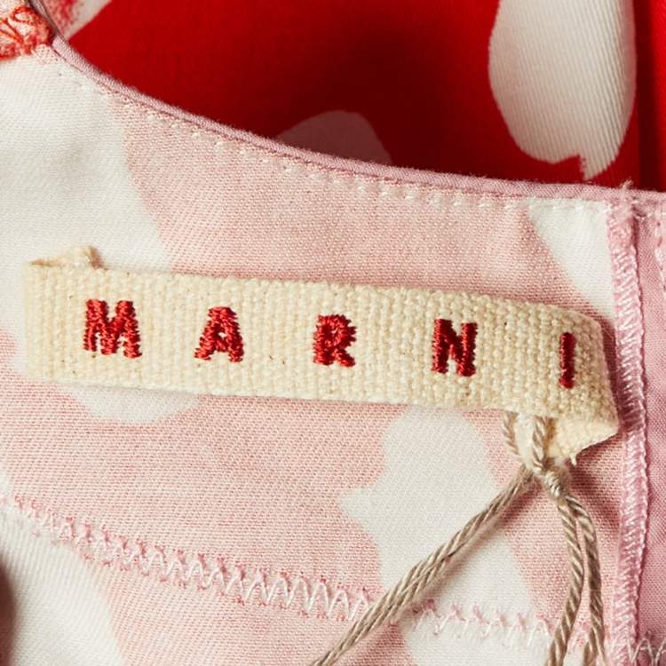 Pre Owned Marni Kids Red Printed Cotton Shift Dress Size 10 Yrs
