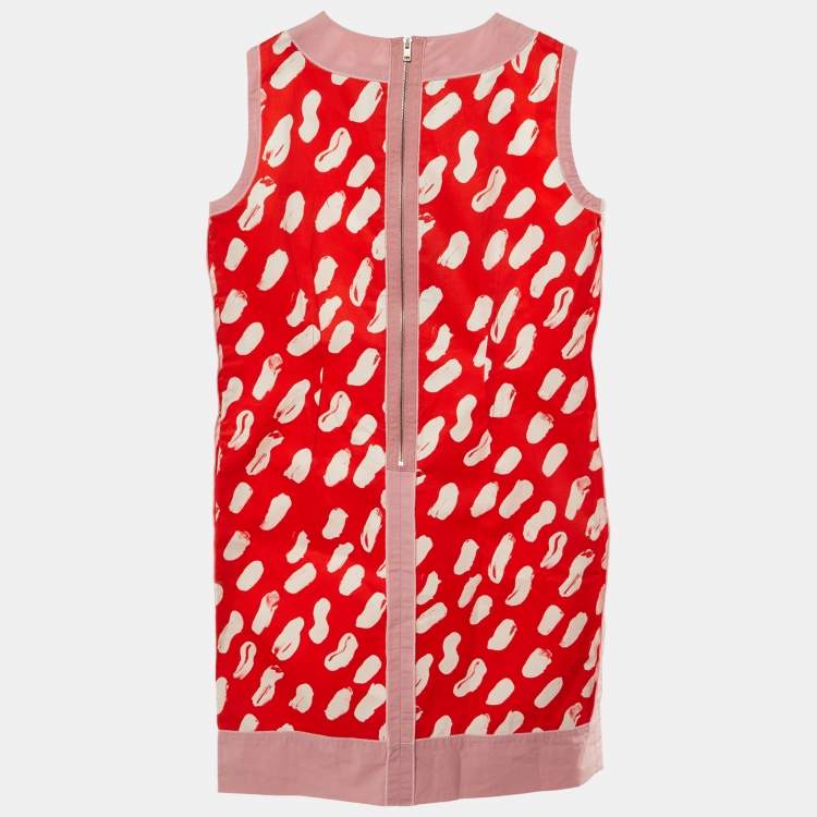 Pre Owned Marni Kids Red Printed Cotton Shift Dress Size 10 Yrs