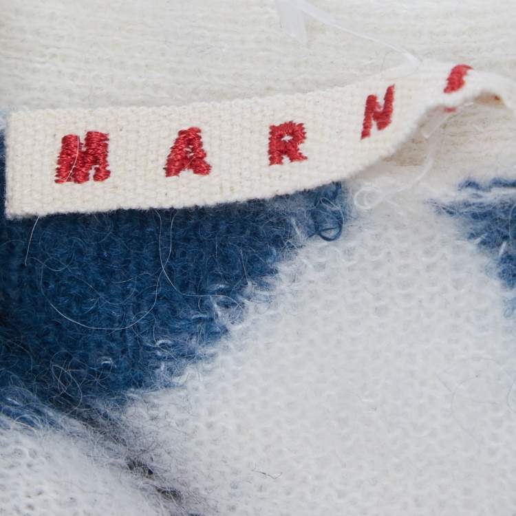 مملوكة مسبقًا Marni Kids Blue/White Argyle Wool Cardigan 6Yrs