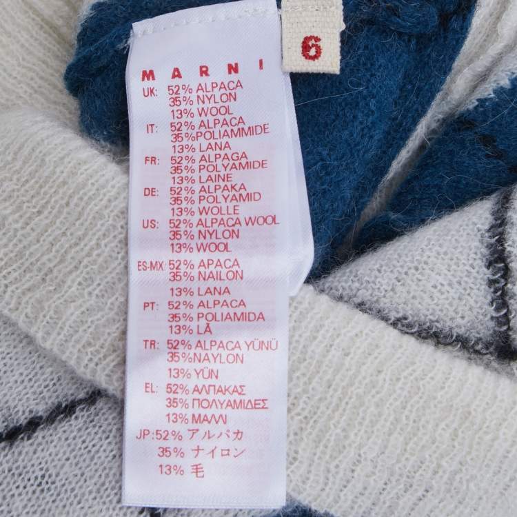 مملوكة مسبقًا Marni Kids Blue/White Argyle Wool Cardigan 6Yrs