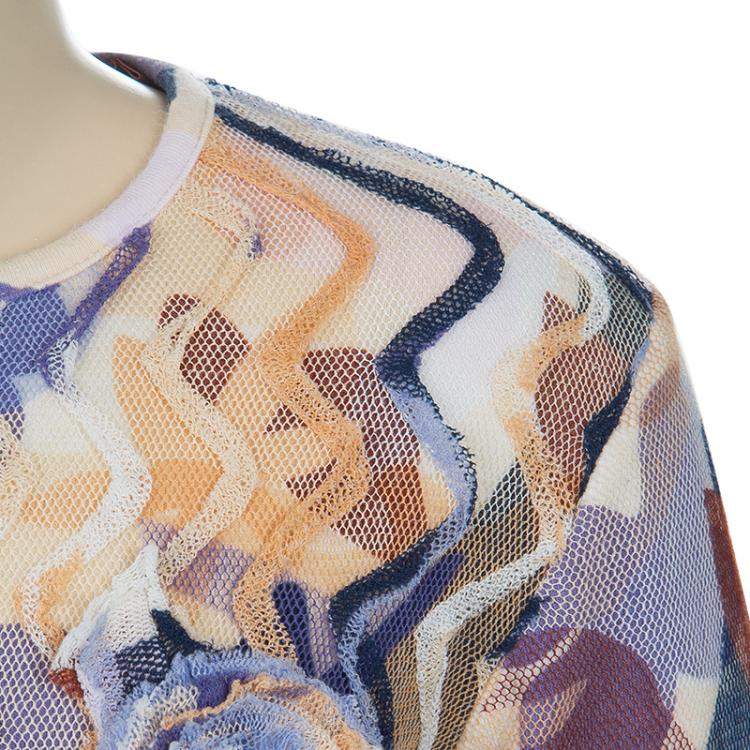 Pre Owned Missoni Multicolor Mesh Applique Long Sleeve T-Shirt 8 Yrs