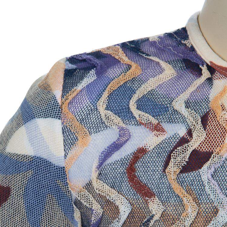 Pre Owned Missoni Multicolor Mesh Applique Long Sleeve T-Shirt 8 Yrs