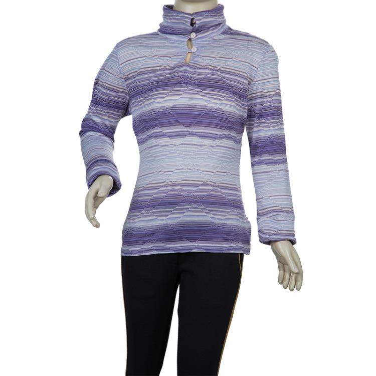 Pre Owned Missoni Purple Striped Long Sleeve Collared T-Shirt 10 Yrs