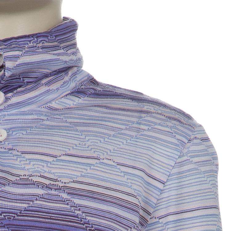 Pre Owned Missoni Purple Striped Long Sleeve Collared T-Shirt 10 Yrs