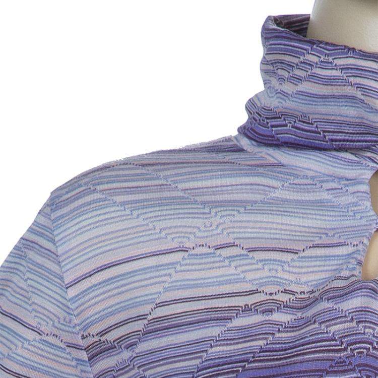 Pre Owned Missoni Purple Striped Long Sleeve Collared T-Shirt 10 Yrs