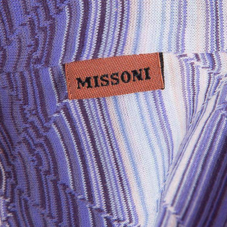 Pre Owned Missoni Purple Striped Long Sleeve Collared T-Shirt 10 Yrs