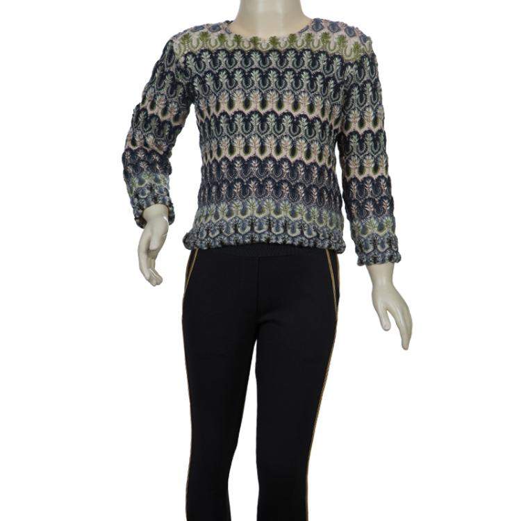 Pre Owned Missoni Multicolor Crochet Embroidered Long Sleeve Sweater 4 Yrs
