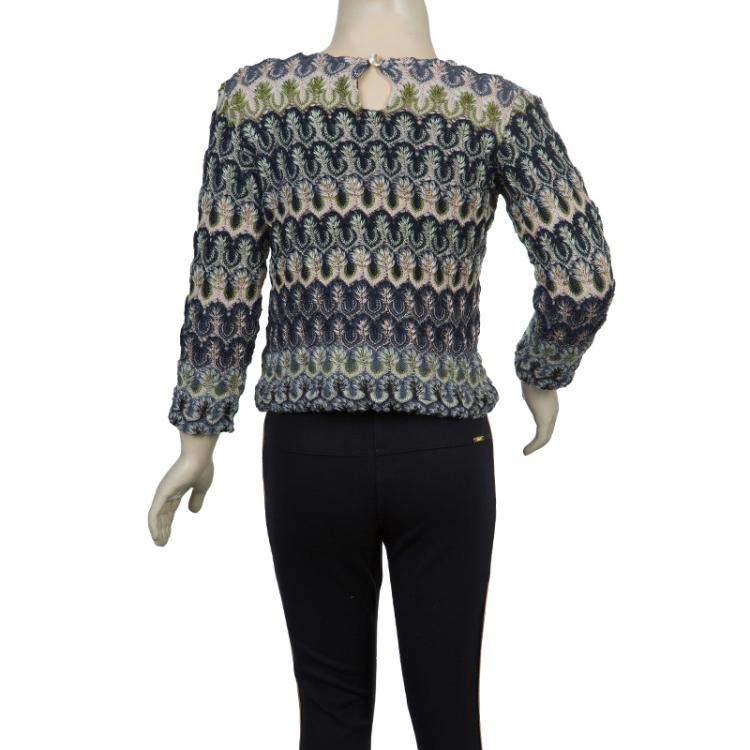 Pre Owned Missoni Multicolor Crochet Embroidered Long Sleeve Sweater 4 Yrs