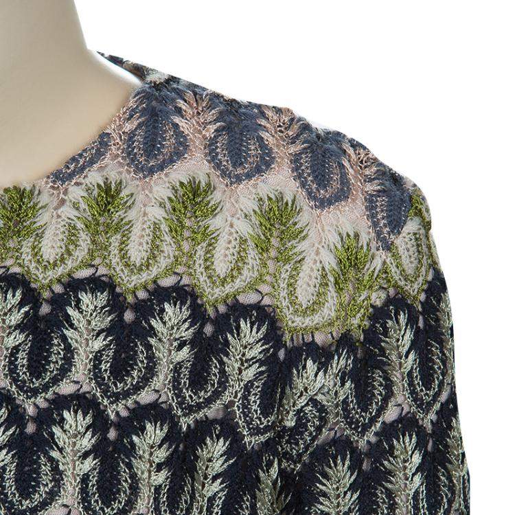 Pre Owned Missoni Multicolor Crochet Embroidered Long Sleeve Sweater 4 Yrs