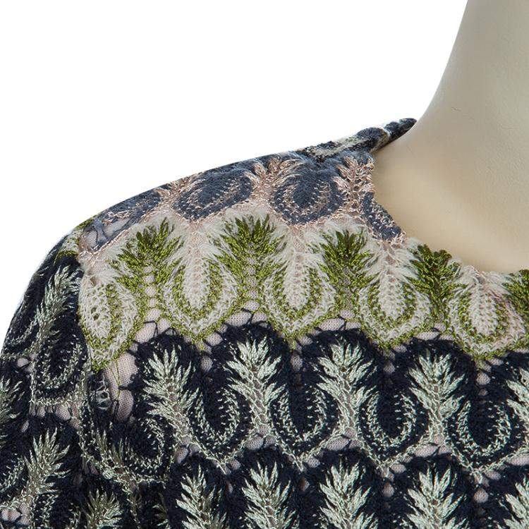 Pre Owned Missoni Multicolor Crochet Embroidered Long Sleeve Sweater 4 Yrs
