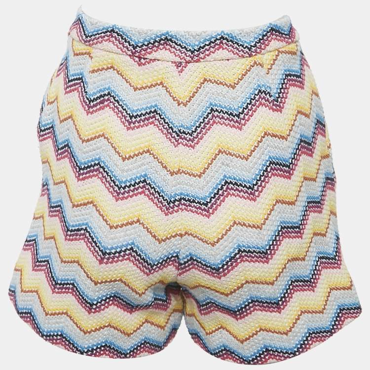 Pre Owned Missoni Kids Multicolor Chevron Pattern Knit Shorts 14 Yrs