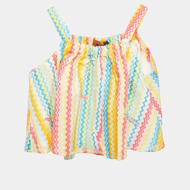 Pre Owned Missoni Multicolor Zig Zag Print Cotton Top 6Yrs