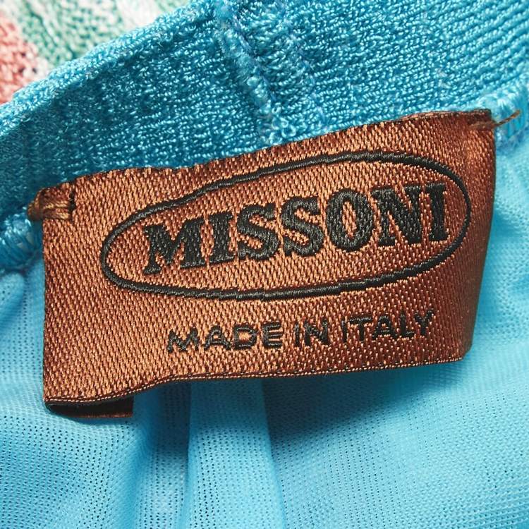 Pre Owned Missoni Blue Zig Zag Knit Top and Pants Set 4Yrs