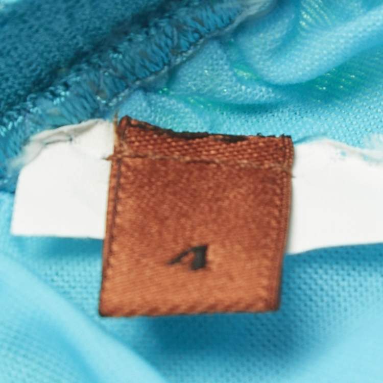 Pre Owned Missoni Blue Zig Zag Knit Top and Pants Set 4Yrs