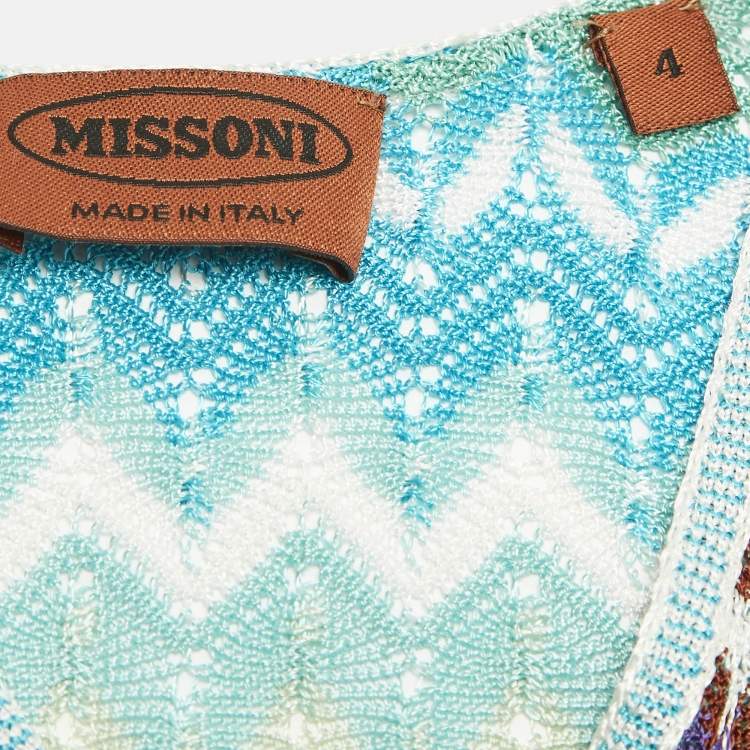 Pre Owned Missoni Blue Zig Zag Knit Top and Pants Set 4Yrs