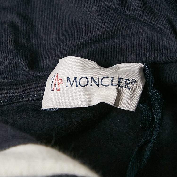 Pre Owned Moncler Kids Navy Blue Printed Cotton Hoodie Sweatshirt 10 Yrs