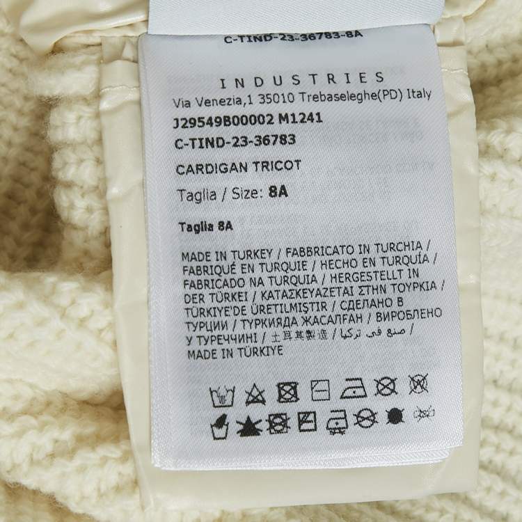 Pre Owned Moncler Kids Ivory Nylon and Rib Knit Down Cardigan Jacket 8 Yrs