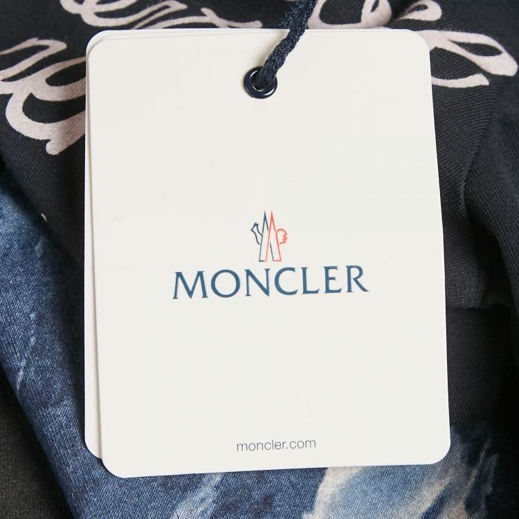 Pre Owned Moncler Kids Navy Blue St Moritz Print Jersey T-Shirt 10 Yrs 