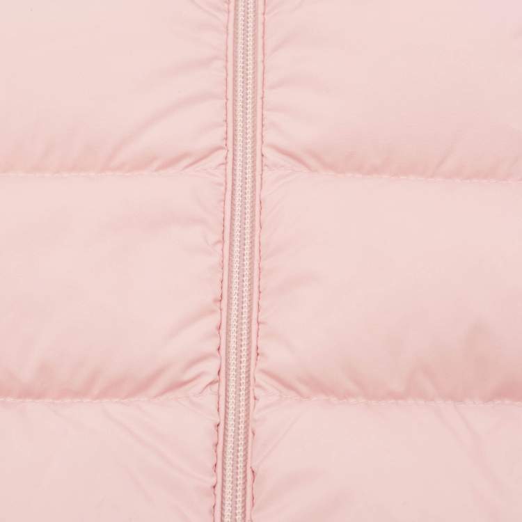 Pre Owned Moncler Kids Pink Synthetic Sharon Hooded Down Jacket 9/12M