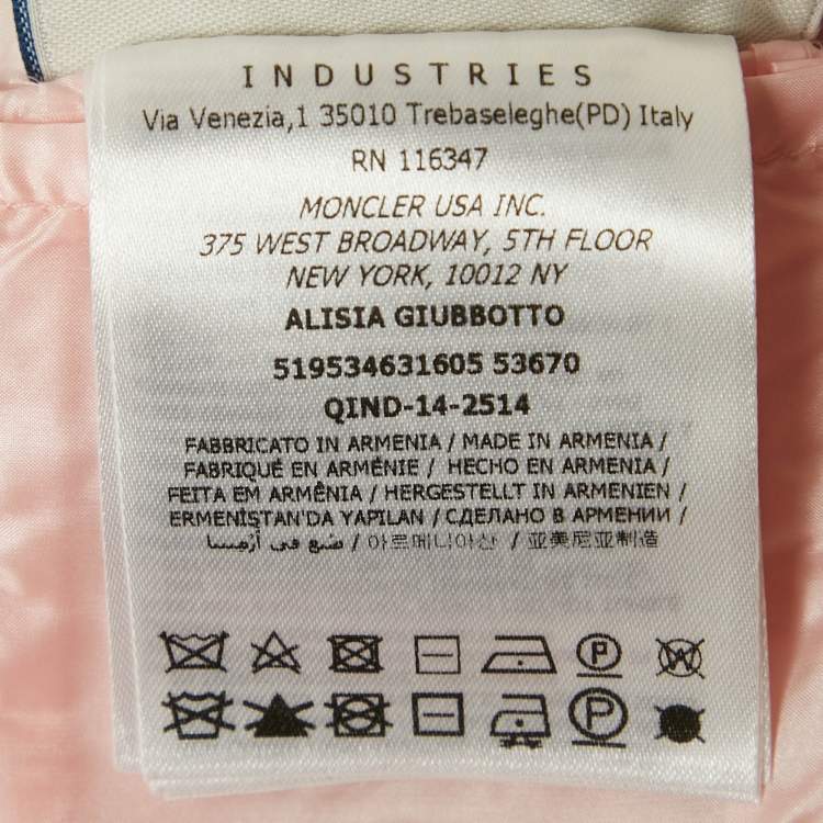 Pre Owned Moncler Kids Pink Floral Print Nylon Puffer Jacket 12Yrs 