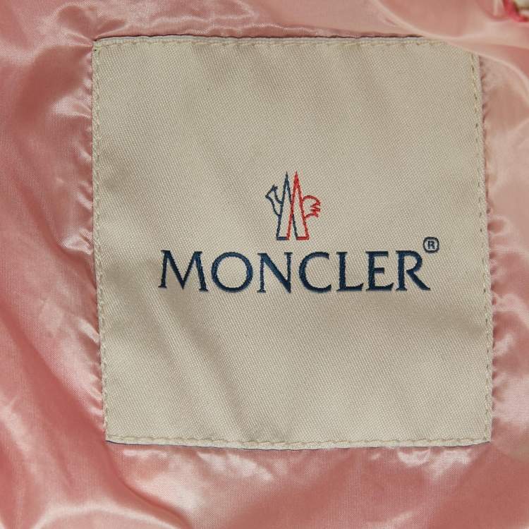 Pre Owned Moncler Kids Pink Floral Print Nylon Puffer Jacket 12Yrs 
