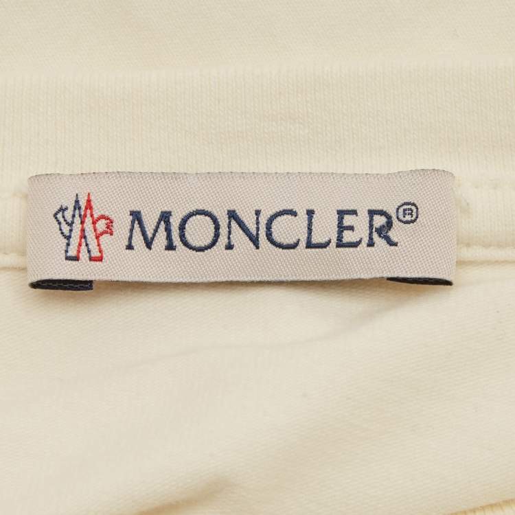 Pre Owned Moncler Cream Embroidered Cotton Long Sleeve T-Shirt 14 Yrs